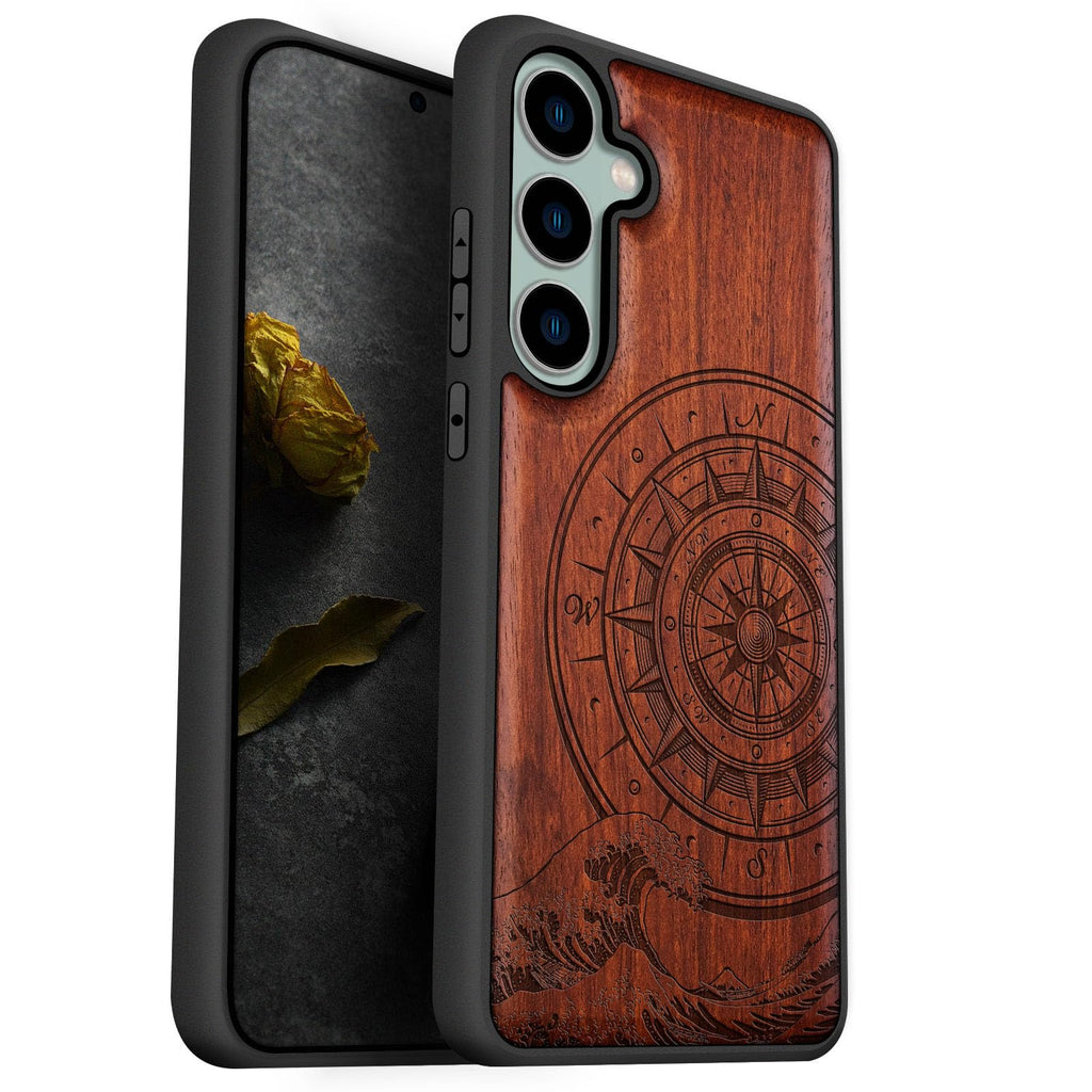 Carveit Wood Case for Galaxy S23 FE - Natural Wood & Black Soft TPU - Shockproof