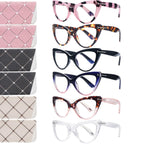 BONCAMOR 6 Pack Fashion Cat Eye Reading Glasses for Women Blue Light Blocking