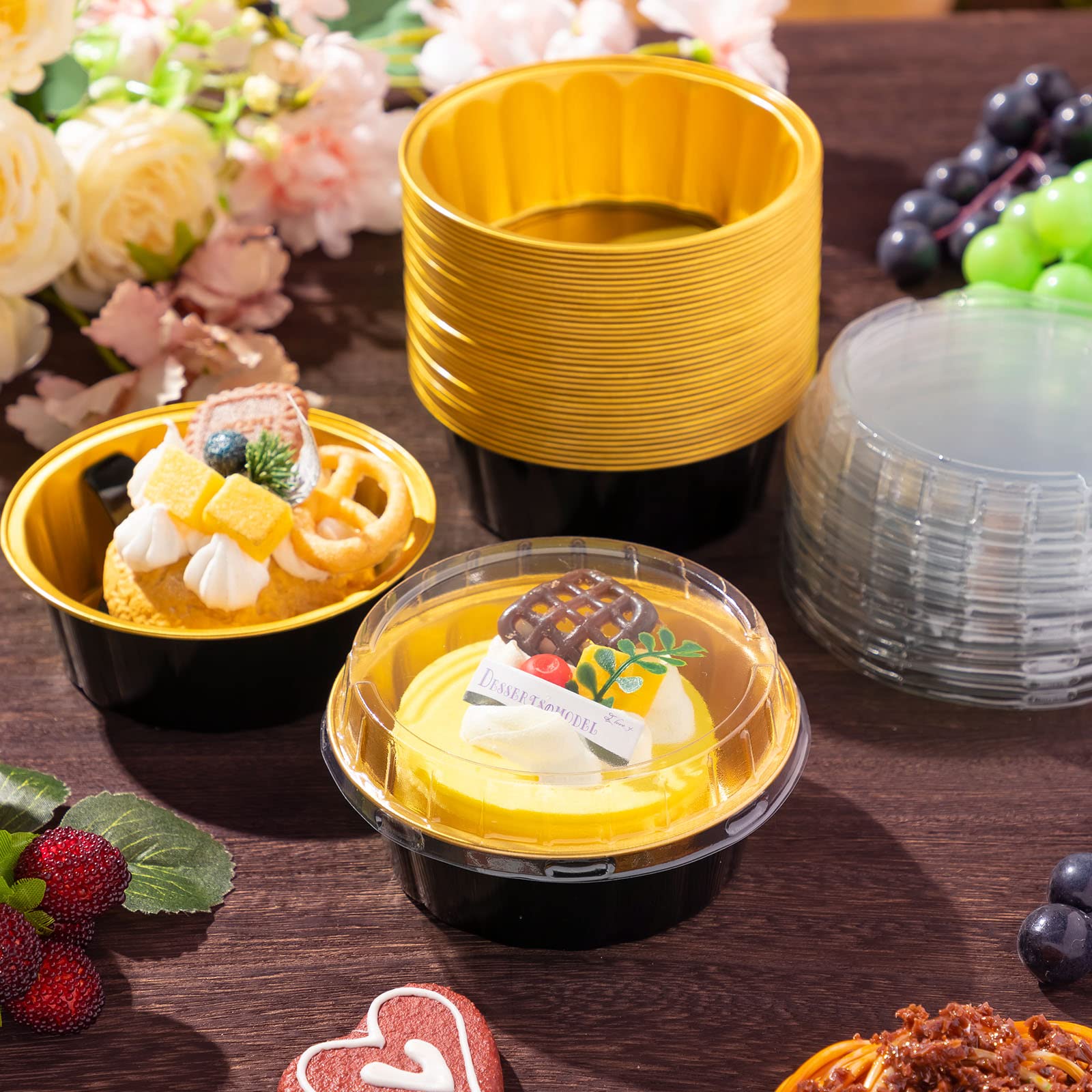 Tessco for you 100 Pcs Disposable Ramekins with Lids 8 oz Creme Brulee Ramekin