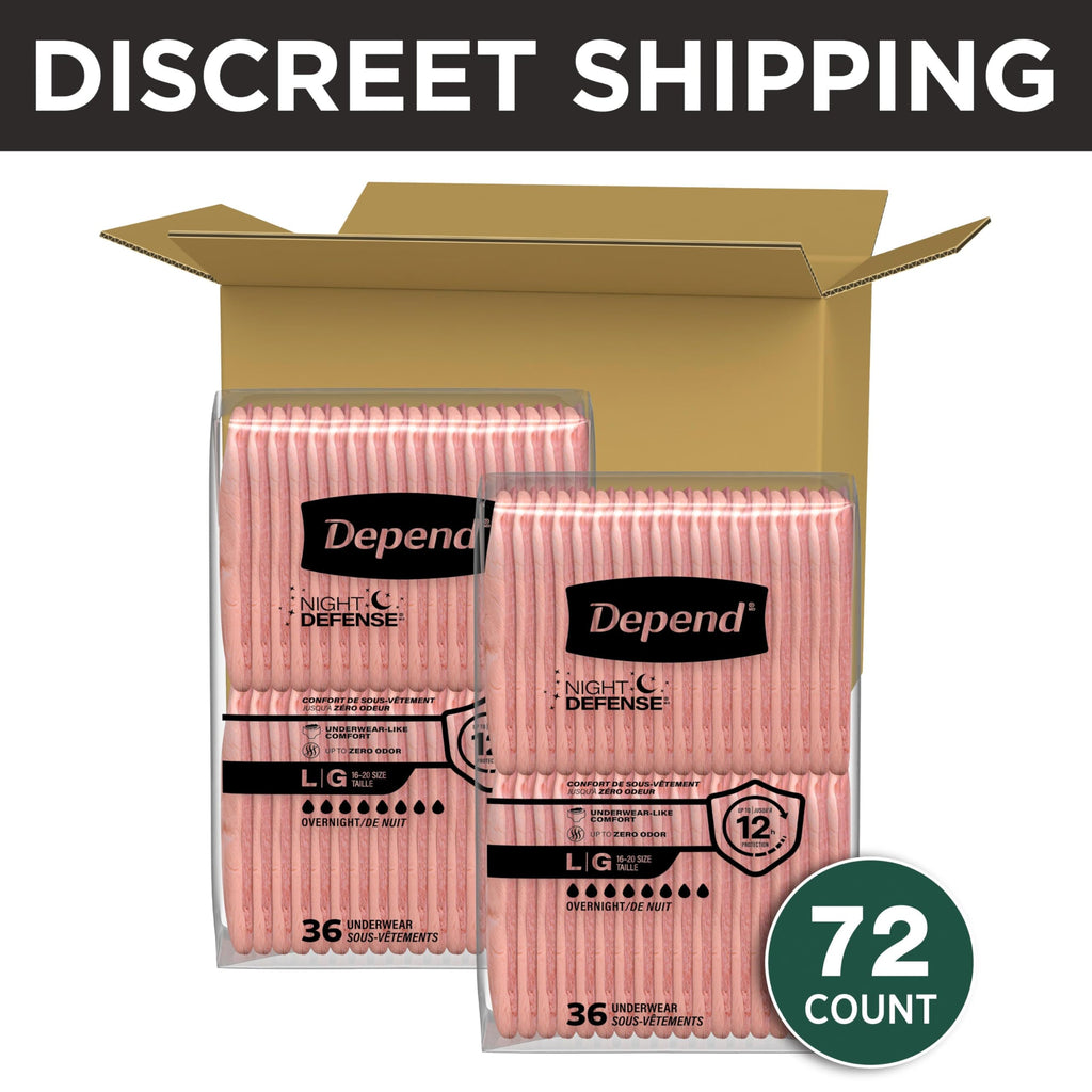 Depend Night Defense Adult Diapers for Women, Large, 72 Count