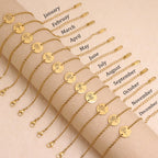 Birth Flower Gold Chain Bracelet for Women Adjustable Stackable Jewelry Gift