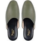 PAMIR Women's Genuine Full-Grain Leather Scuff Slippers, Avocado, US 7 M