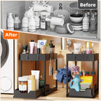 Under Sink Organizer 2 Pack Pull Out Sliding 2 Tier Cabinet Black
