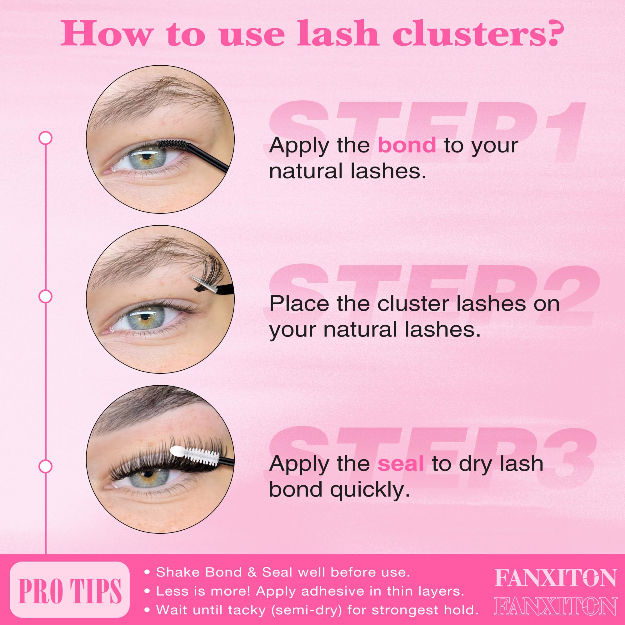 FANXITON DIY Individual Eyelash Extension Kit, Thick Volume Lash Clusters