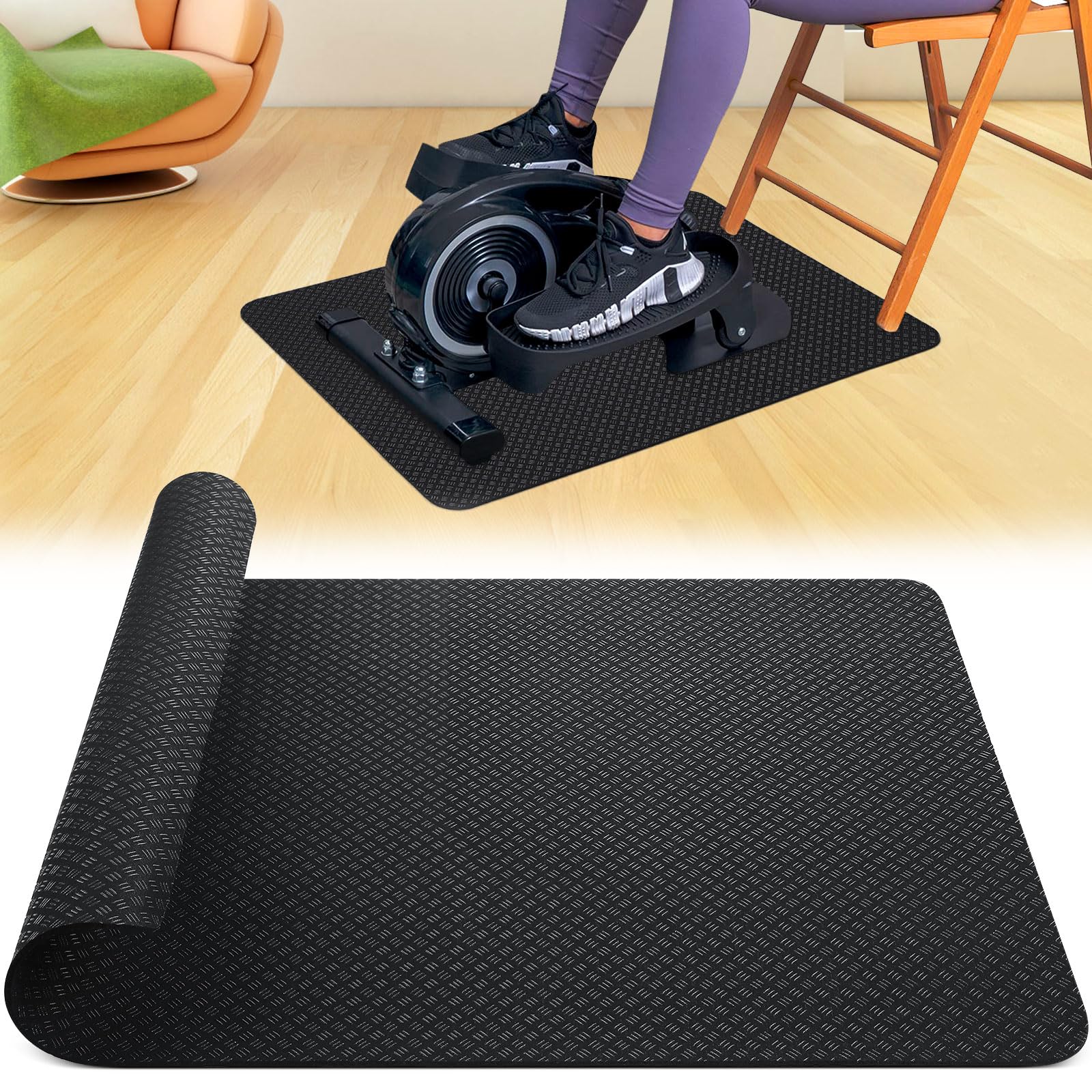 TOBWOLF Double-Sided Non-Slip Under Desk Elliptical Mat