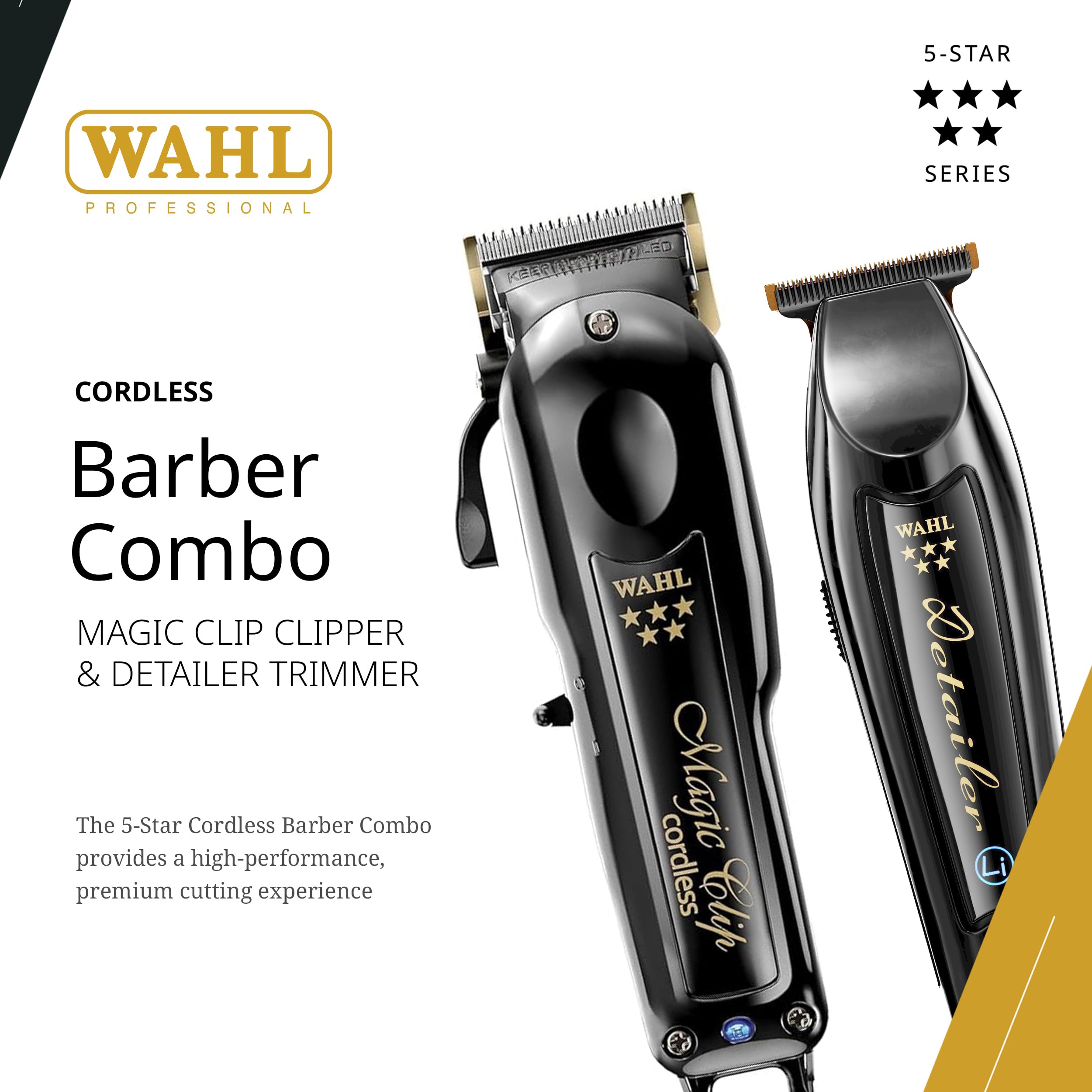 Wahl Professional Cordless Barber Combo, Magic Clip & Detailer Li, Lithium-Ion