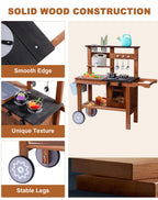 ROBOTIME Mud Kitchen for Kids Outdoor with Wheels, Fun Wooden Kid Kitchen