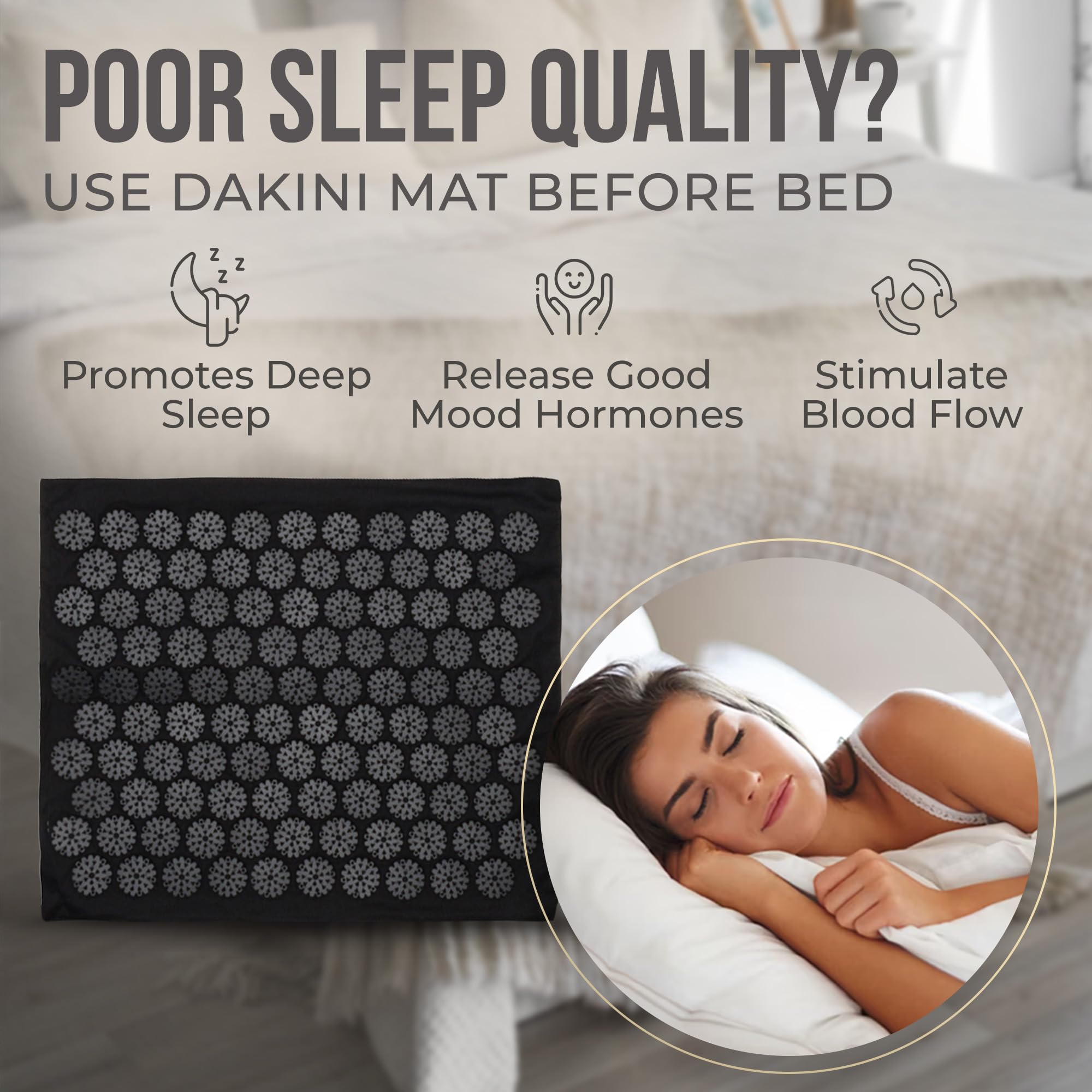 Dakini Acupressure Mat and Pillow Set with Mini Pad - Acupuncture Mat Full Body