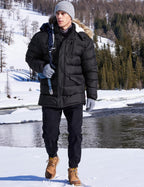Mens Long Winter Coat Water Resistant Puffy Hooded Insulated Jacket