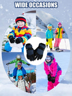 SATINIOR 2 Pairs Kids Waterproof Winter Snow Gloves Ski Gloves for Boy Girl