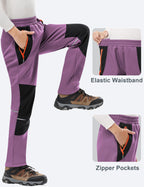 Kids Girls Snow Pants Waterproof Ski Pants Fleece Lined Winter Purple/Black M