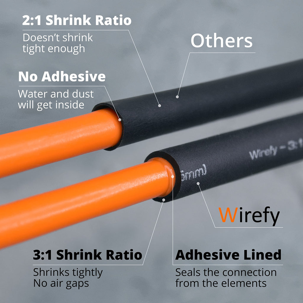 Wirefy | Heat Shrink Tubing - 1/2" inch - 3:1 Ratio - Adhesive Dual Wall