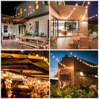 TAICORE Outdoor String Lights with ST38 Clear Globe Bulbs, Black Cord,