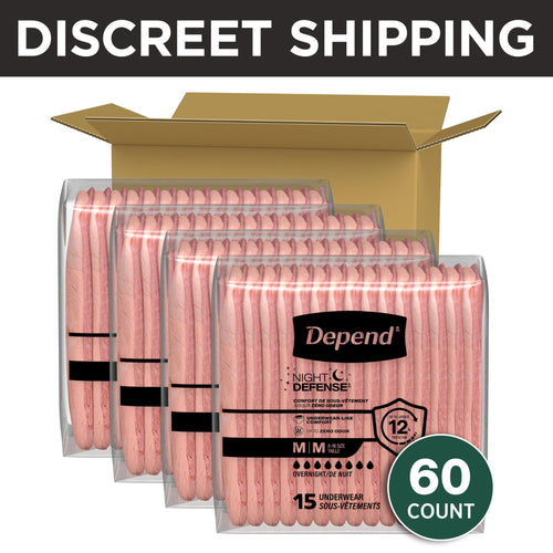 Depend Night Defense Adult Diapers for Women, Medium, 60 Count