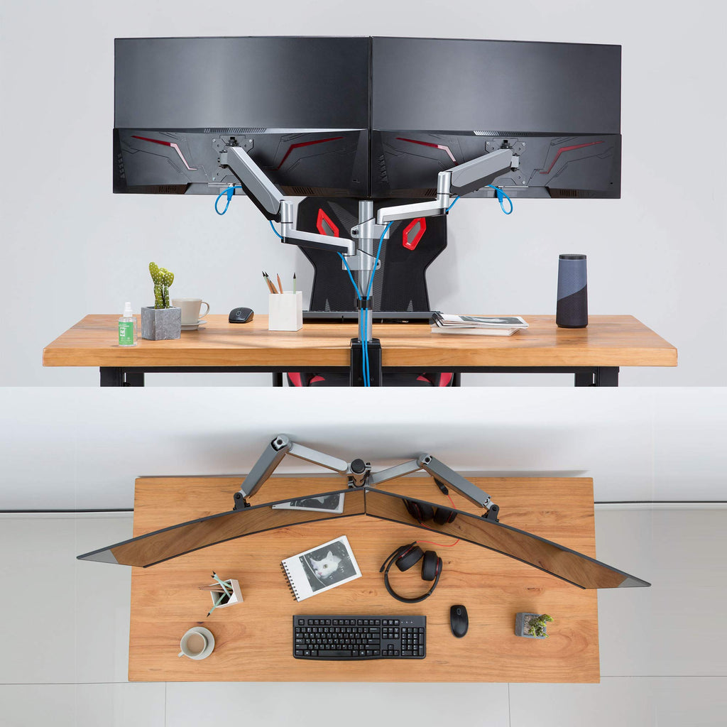AVLT Dual Stacked Monitor Arm 13–27 inch Full Motion VESA Desk Mount Clamp