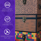 Blue Orchards Pixel Treasure Chest Paperboard Boxes (Set of 3), Decoration for
