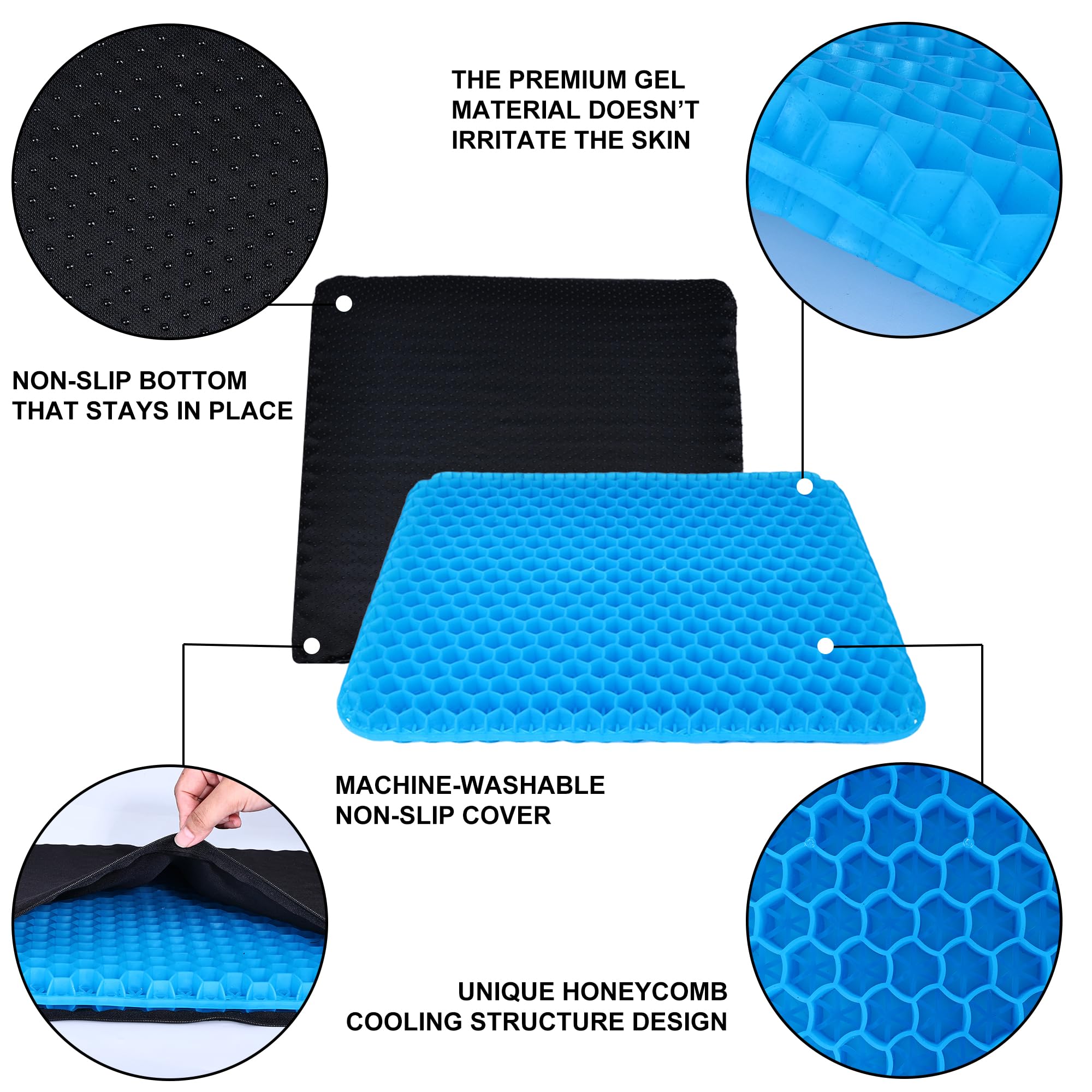 Yimiyaa Gel Seat Cushion, Double Thick Egg Gel Cushion for Pressure Pain Relief,