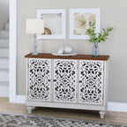 Sophia & William Sideboard and Buffet with Storage Cabinet 3-Door Hollow-Carved