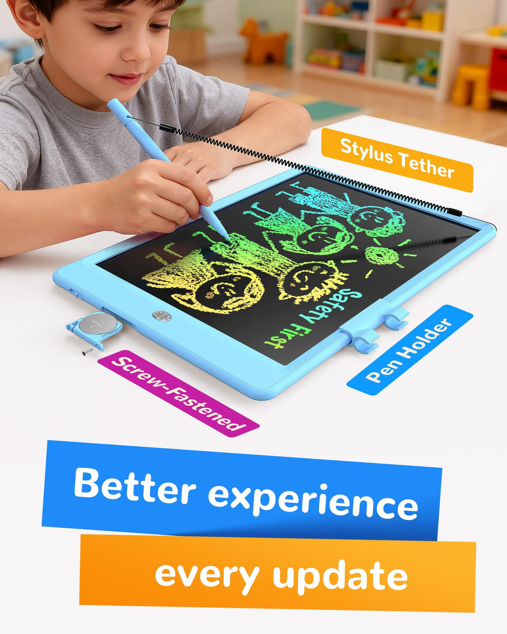 KOKODI LCD Writing Tablet, Gifts for 3 Years Old Boys and Girls，10 Inch Colorful
