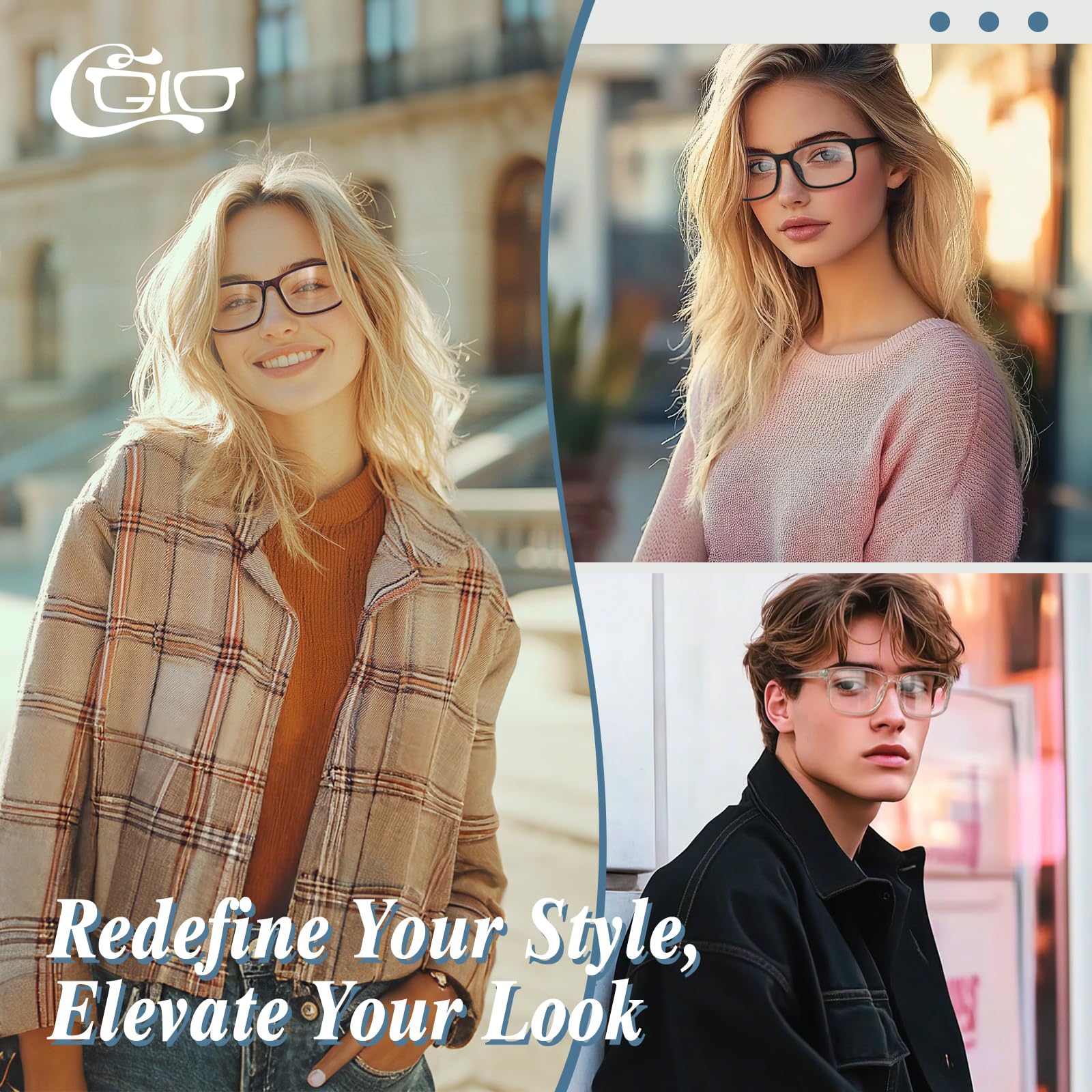 CGID Fake Glasses Clear Lens Non-Prescription Retro Rectangle UV400 Unisex