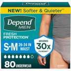 80 Count Size S/M Depend Fresh Protection Adult Diapers for Men