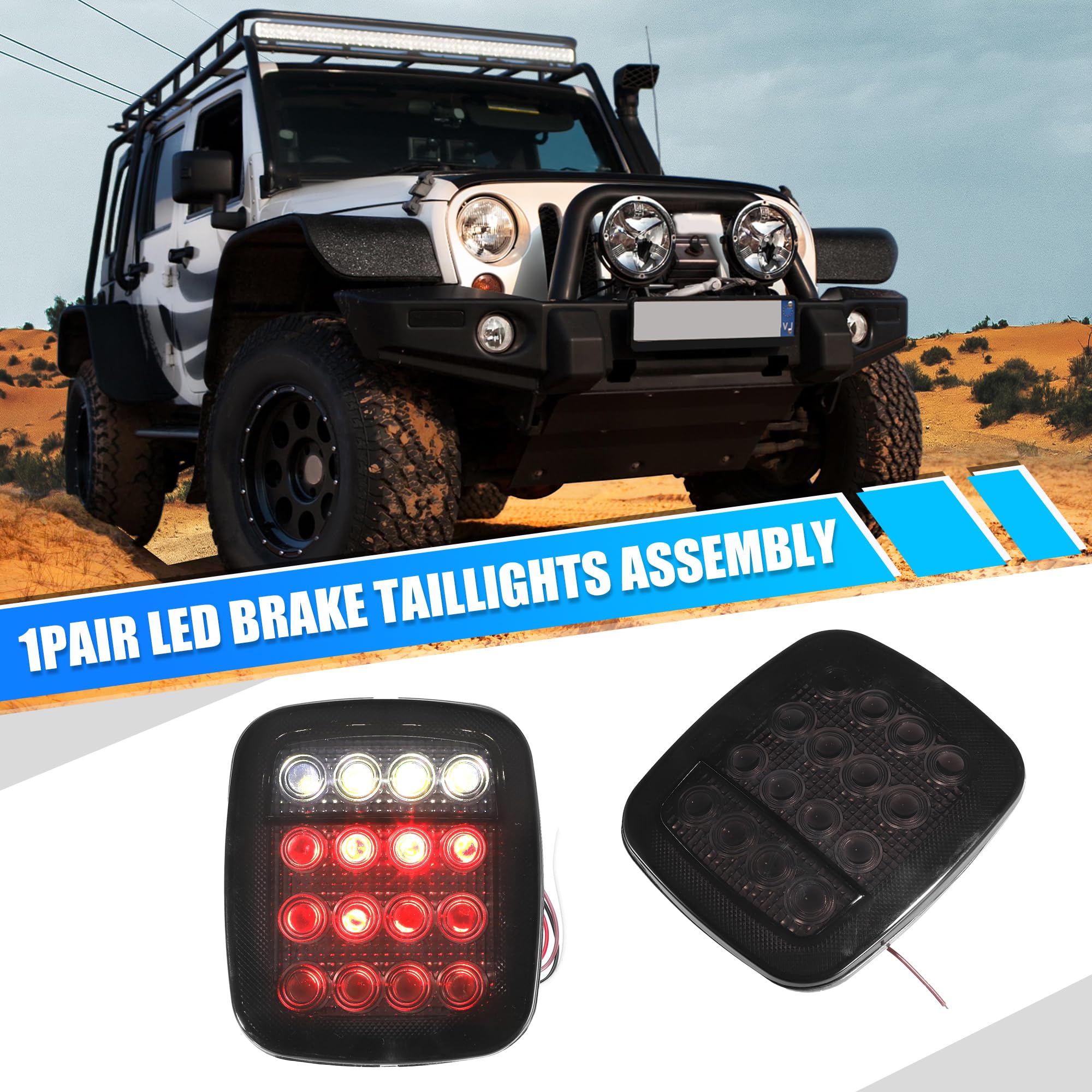 X AUTOHAUX 1 Pair LED Bar Tail Lights Square Brake Taillights Stop Turn Signal