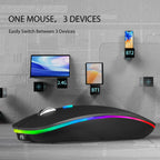 TENMOS Wireless Bluetooth Mouse, LED Slim (Bluetooth 5.1/5.0 + USB) 2.4GHz
