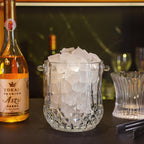 Glass Ice Bucket with Handle & Tongs 37oz Clear Crystal Champagne Cocktail