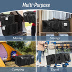 6 Pack Heavy Duty Moving Bags Large Storage Totes with Zipper Handles Black
