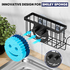 MURLONG Sponge Holder for Kitchen Sink,Sink Caddy Smiley Face,4-in-1 Sponge