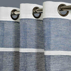 Lush Decor Navy Textured Striped Sheer Curtain Panels 84x38 Pair