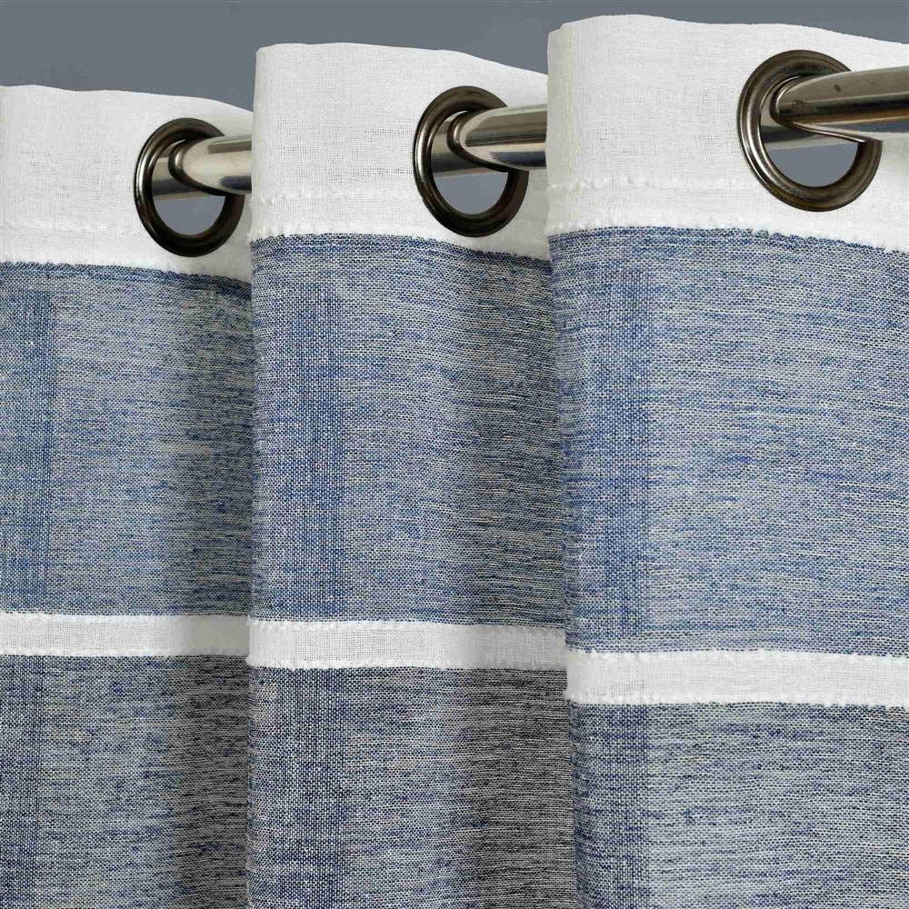Lush Decor Navy Textured Striped Sheer Curtain Panels 84x38 Pair
