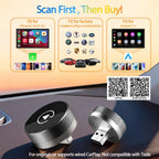 2-in-1 Wireless CarPlay Adapter for Apple iPhone & Android, Plug & Play, Auto