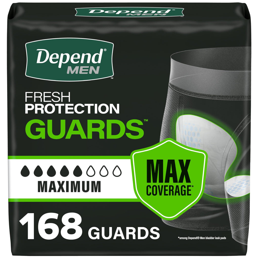 168 Count Depend Guards Incontinence Pads for Men Maximum Absorbency
