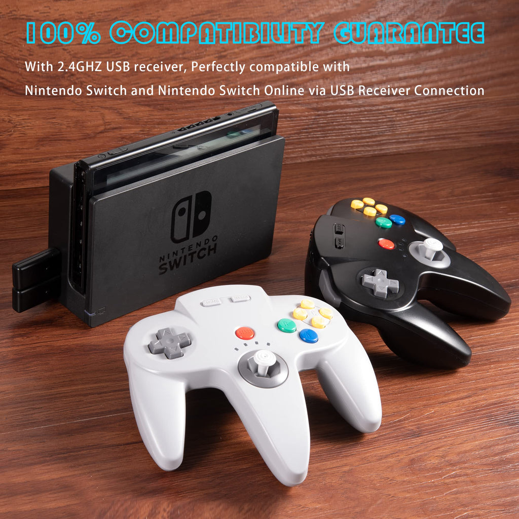 Wireless N64 Switch Online Controller, 2.4 GHz USB & N64 Receiver, Compatible