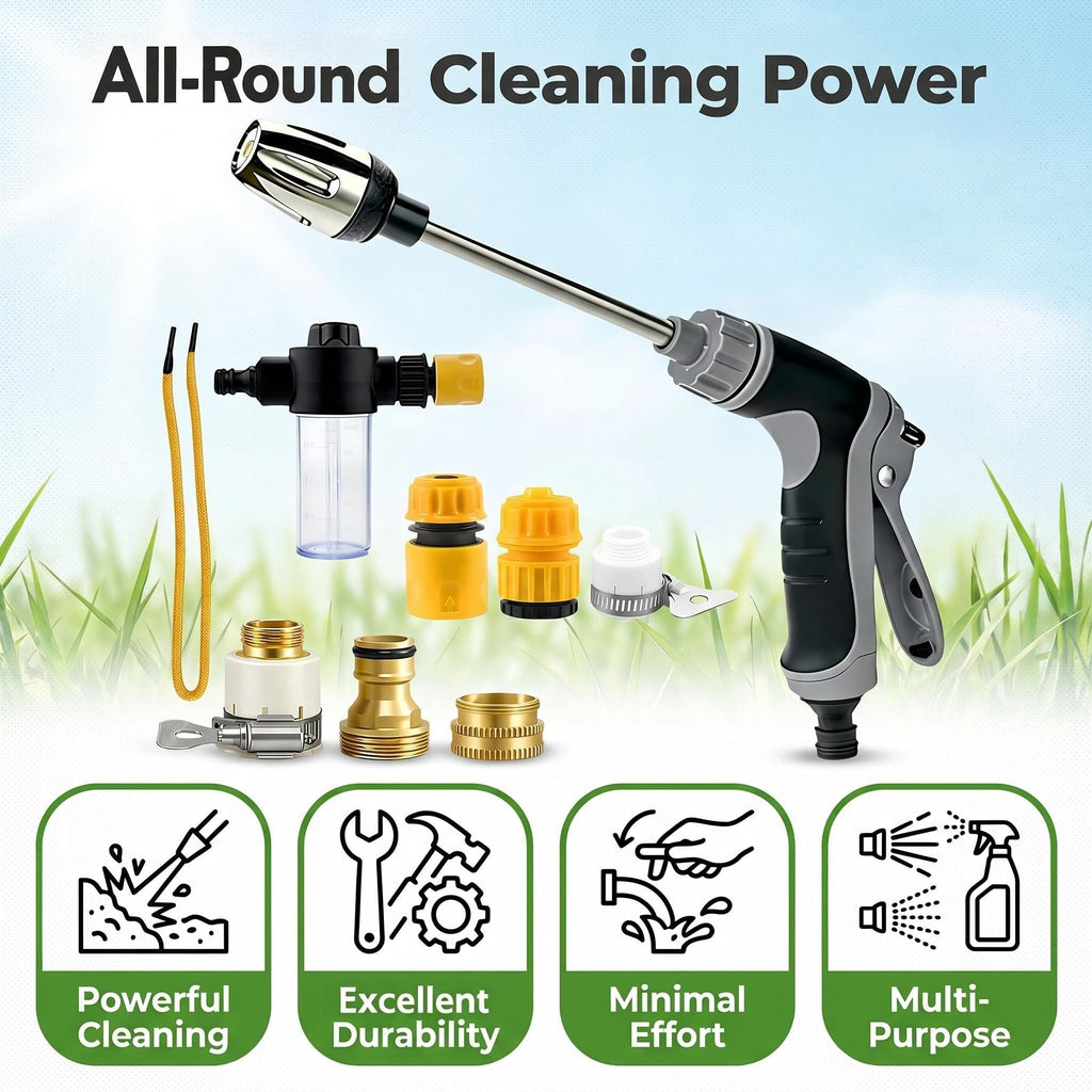 Power Blasters Water Hose Nozzle 3 Spray Modes 360° High Pressure Sprayer