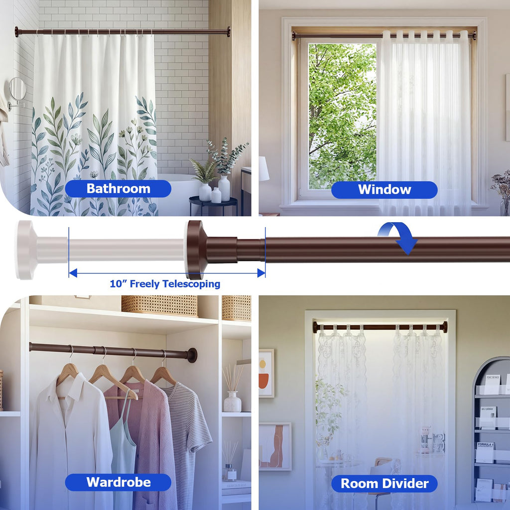 Bonpally Shower Curtain Rod, Adjustable 32-47 Inches Spring Tension Rod,