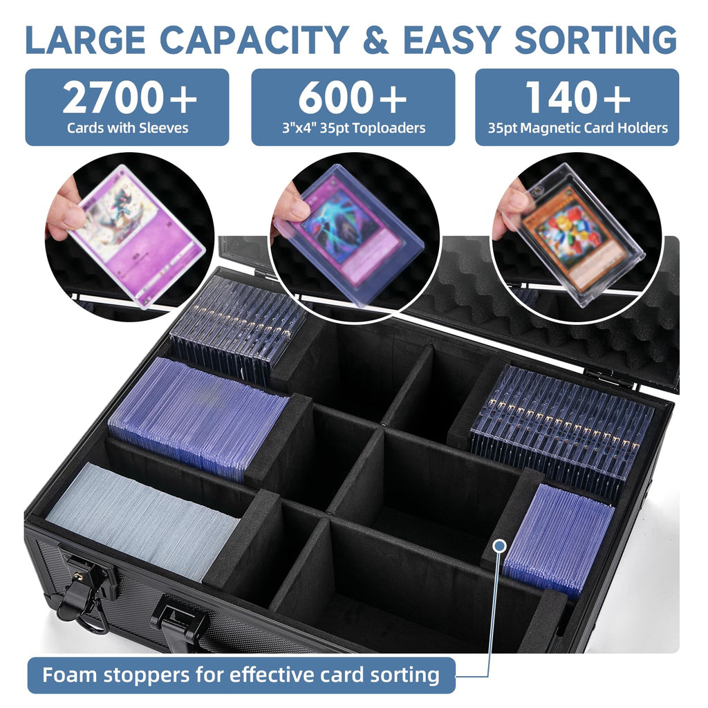 Trading Card Storage Box 600+ Toploaders MTG Sports Cards Hard Case