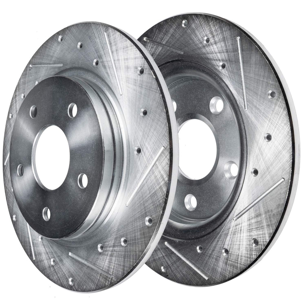 Detroit Axle - REAR Brake Kit for 2012-2018 Ford Focus Drilled & Slotted Disc