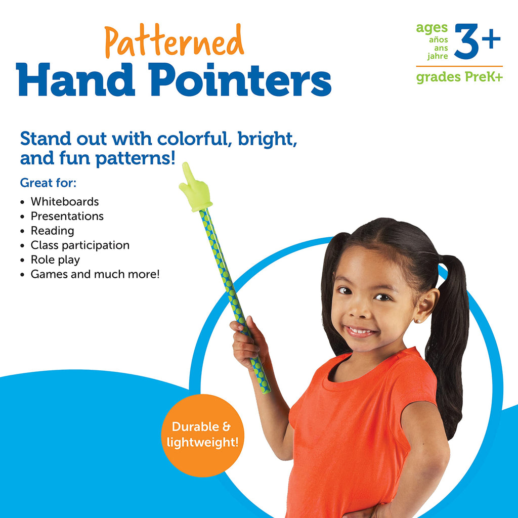 Set of 3 Learning Resources Patterned Hand Pointers, Ages 3+