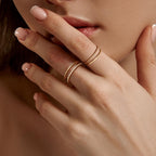 MILACOLATO 14K Gold Plated 1.3mm Thin Stackable Rings for Women - Minimalist Non Tarnish Cubic Zirconia Half Eternity Band Rings - Dainty Trendy Statement Stacking Rings Set G 6