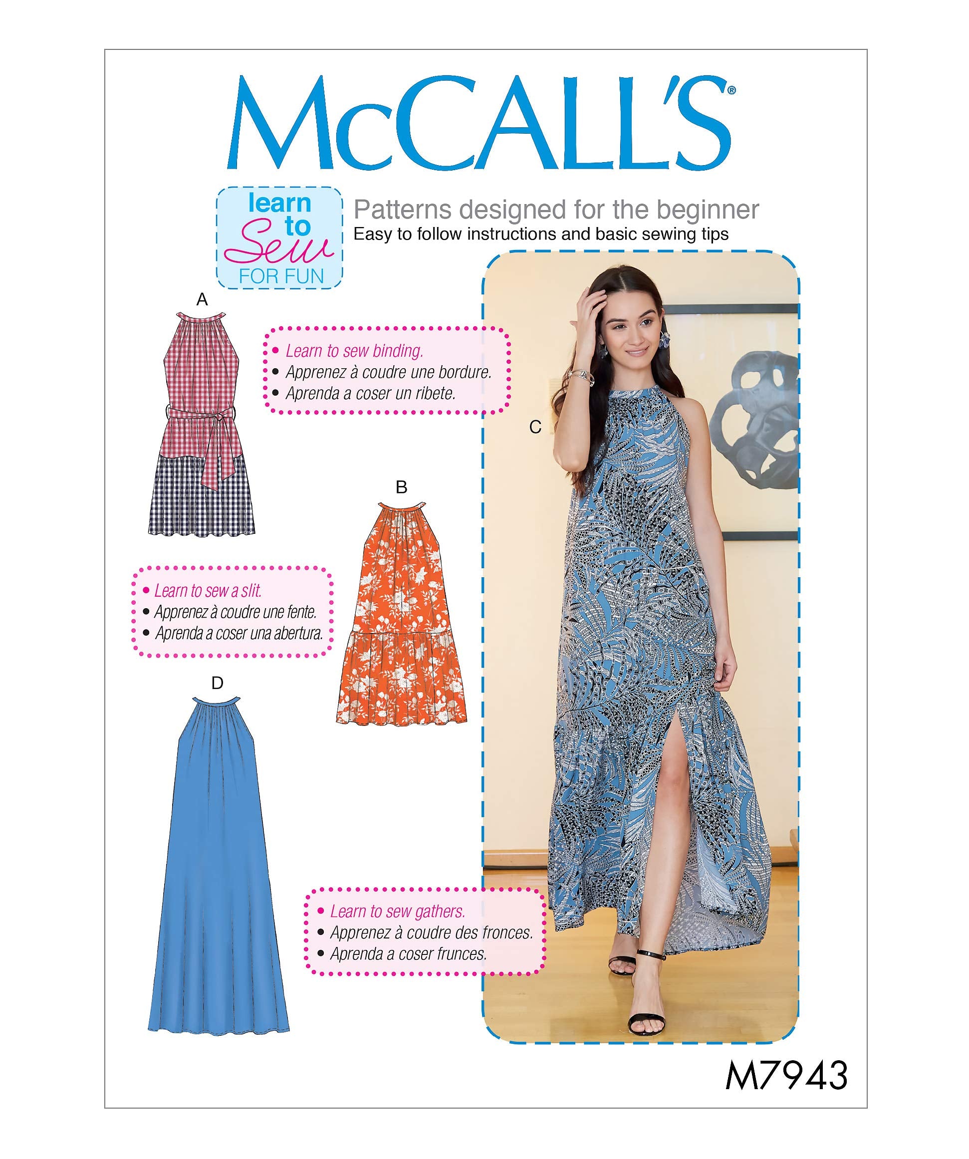 McCall's Patterns McCall's Learn Women's Neck Strap Dress, Sizes 16-22 Sewing
