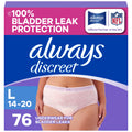 76 CT Always Discreet Adult Incontinence Underwear Large Womens
