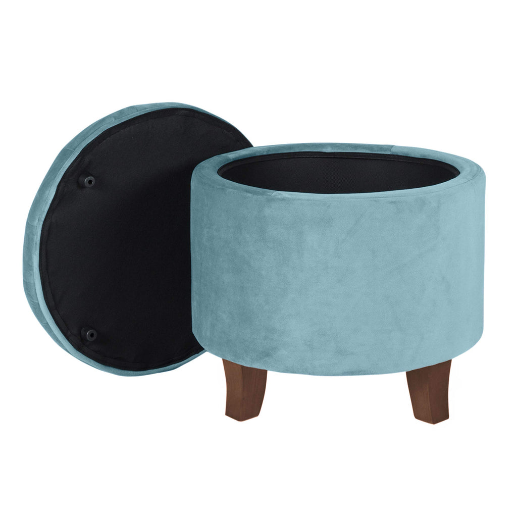 Homepop Round Velvet Tufted Ottoman Upholstered Foot Rest Accent Stool