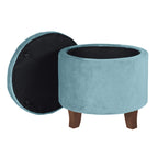 Homepop Round Velvet Tufted Ottoman Upholstered Foot Rest Accent Stool