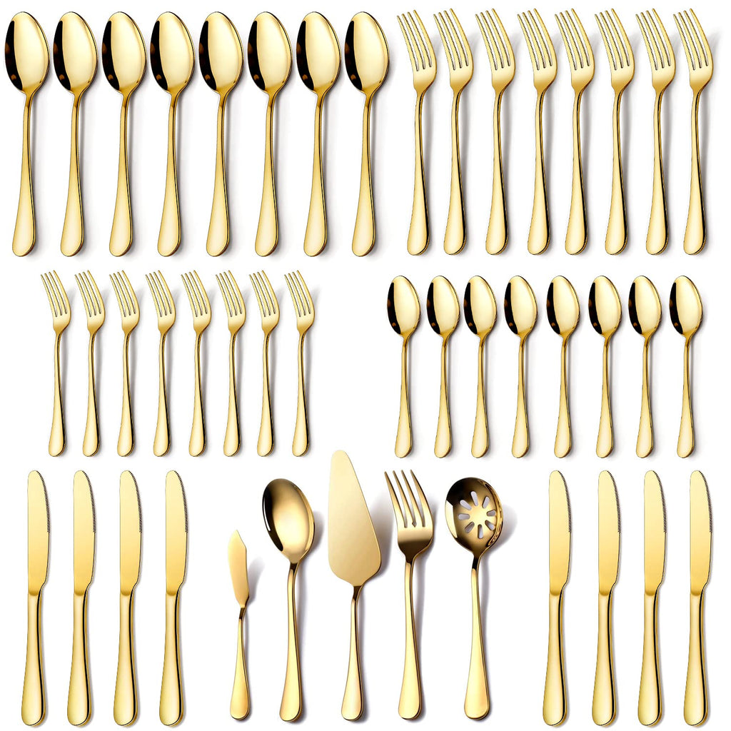 Gold Silverware Set for 8, OGORI 45-Piece Stainless Steel Flatware Set with