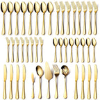 Gold Silverware Set for 8, OGORI 45-Piece Stainless Steel Flatware Set with