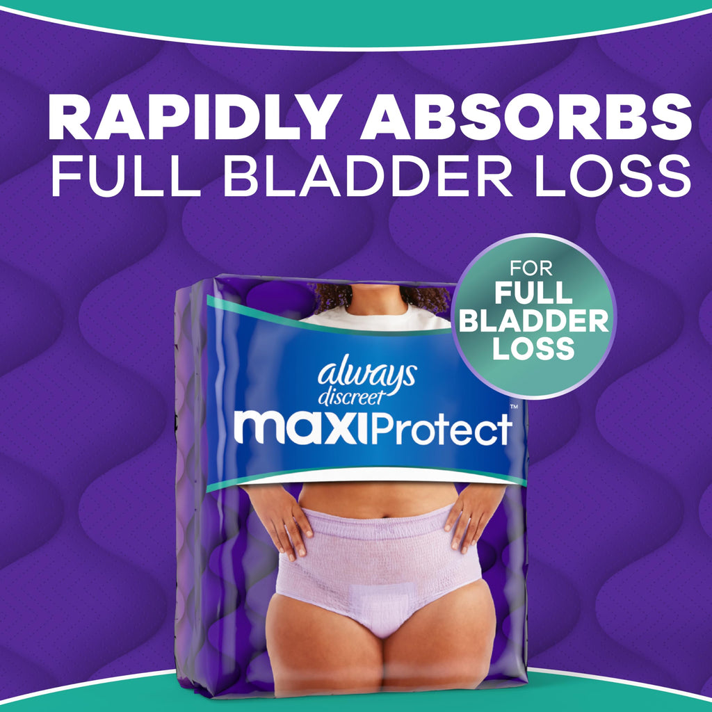 26Ct Always Discreet MaxiProtect Adult Diapers Women S/M Maximum Plus Absorbency
