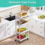 SUNALLY 4 Tier Rolling Utility Cart with Drawer Storage Organizer Cart