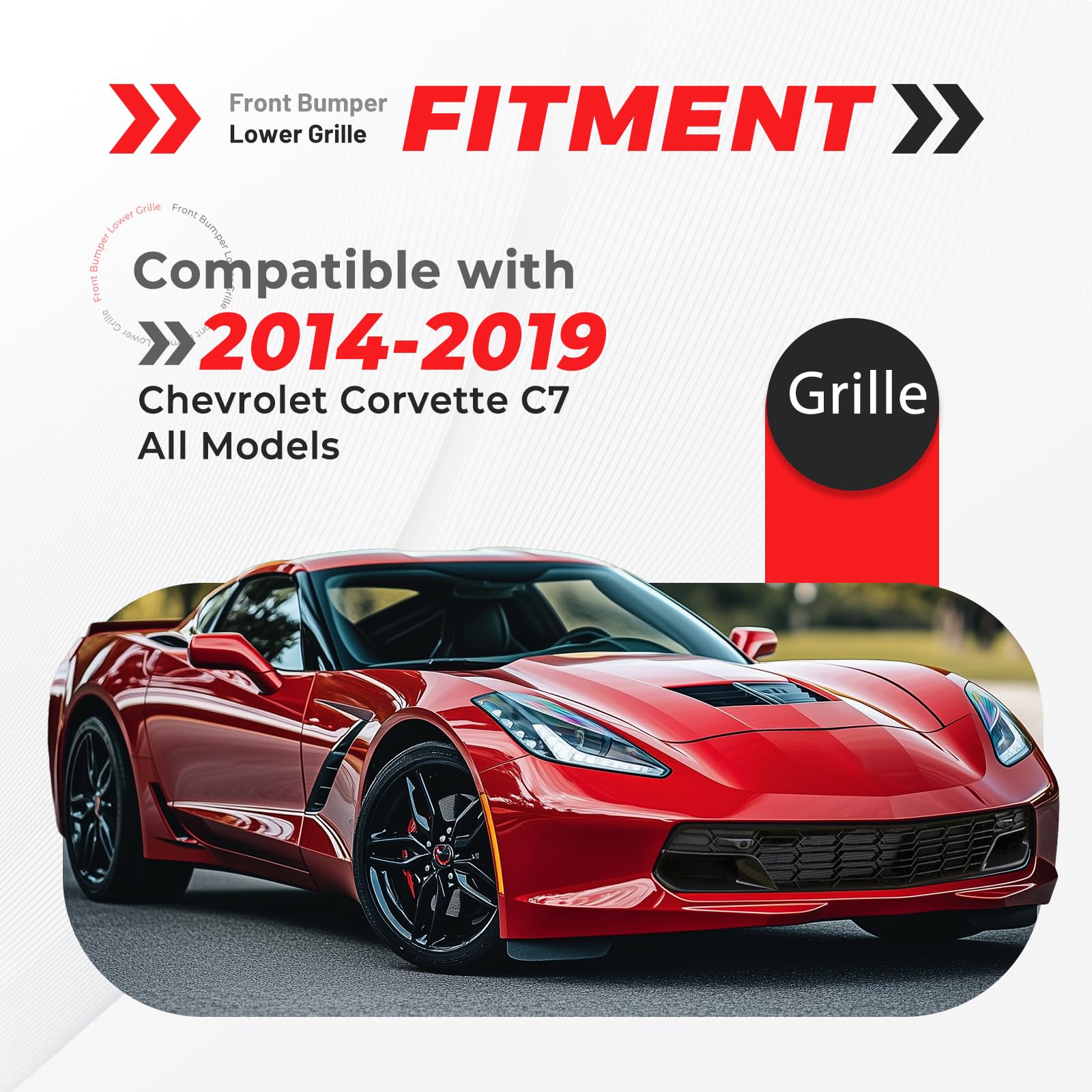 Chevrolet Corvette C7 Front Lower Bumper Grille Z06 Style Gloss Black 2014-2019